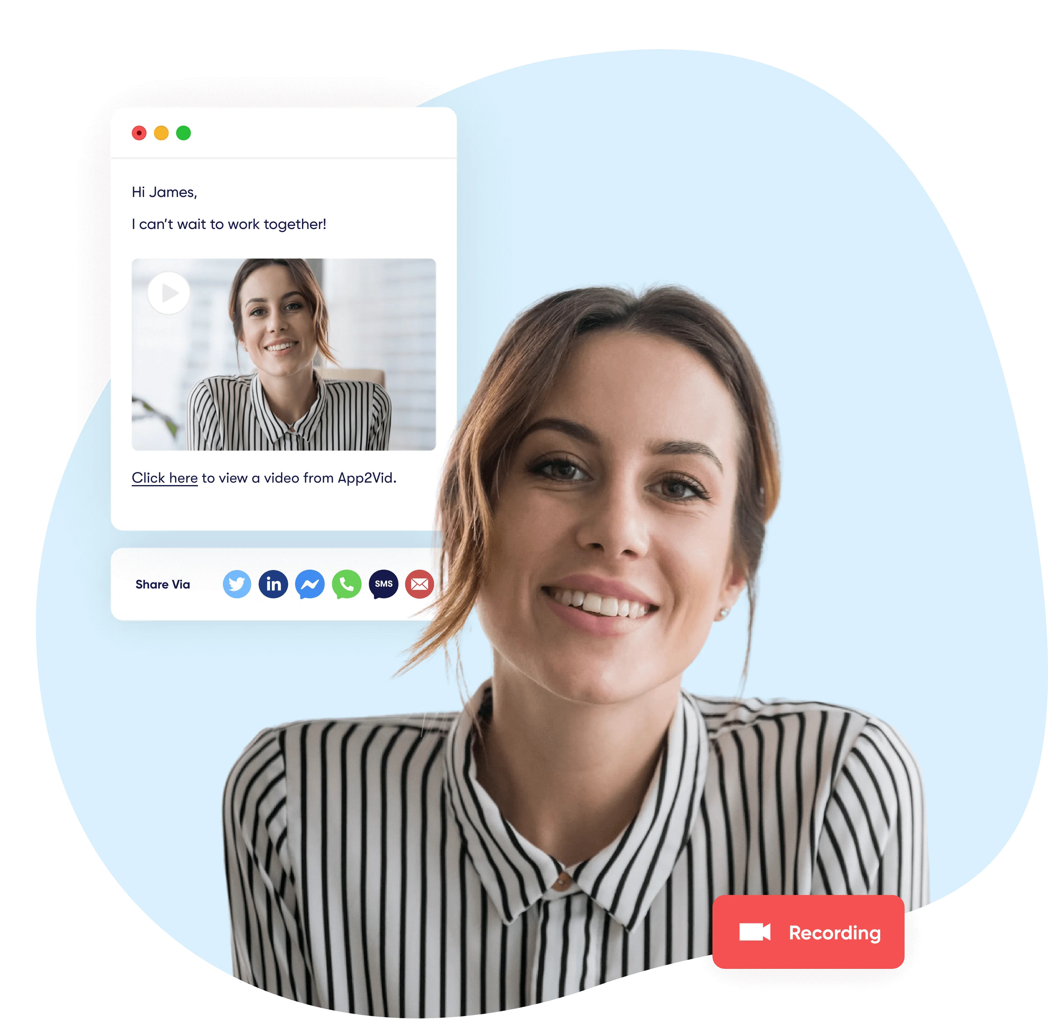 Video Emails with App2vid Woman sending Video Emails with App2vid